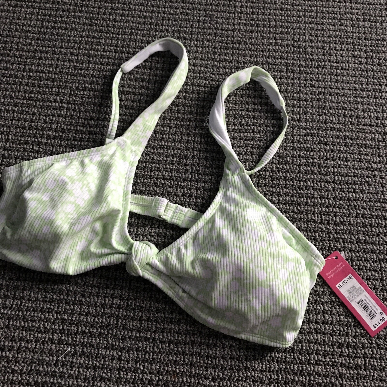 Xhilaration Junior's Sz. Xl 12-14 Ribbed Knot Front Bralette Bikini Swim Top New